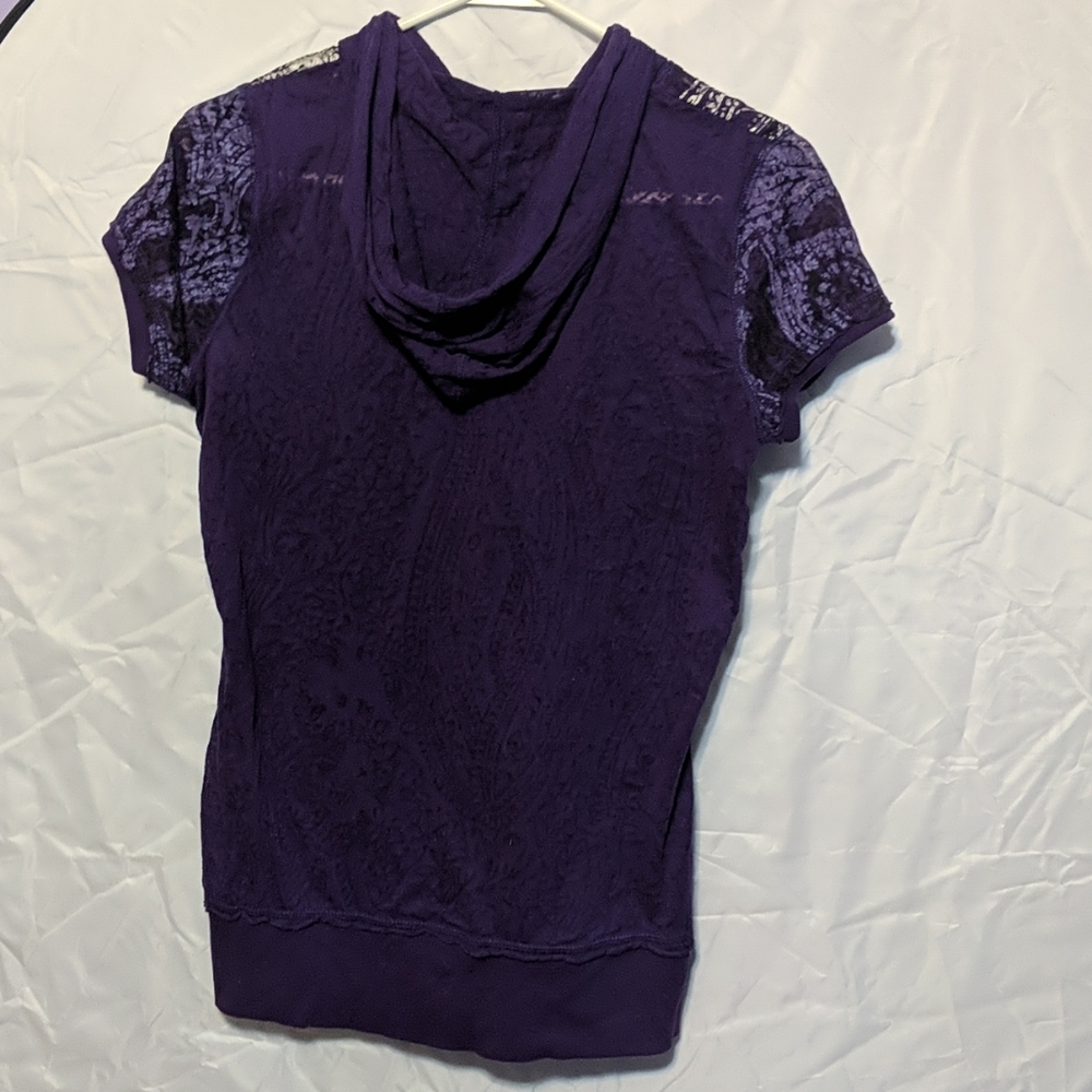 Purple Dressbarn hooded zip-up shirt - Picture 2 of 5